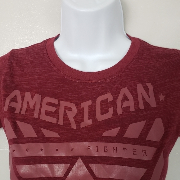 American Fighter Women's XS Burgundy Red Short Sleeve Shirt Graphic Tee Top - Picture 3 of 6